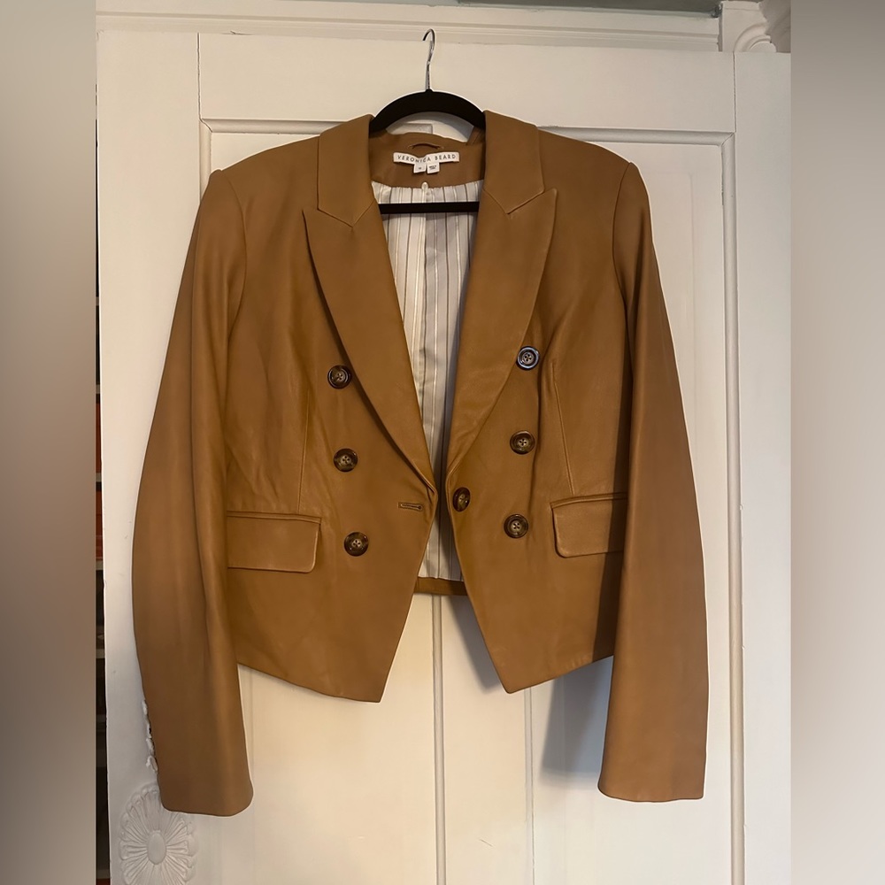 Veronica Beard Cooke leather Dickey jacket - size 16